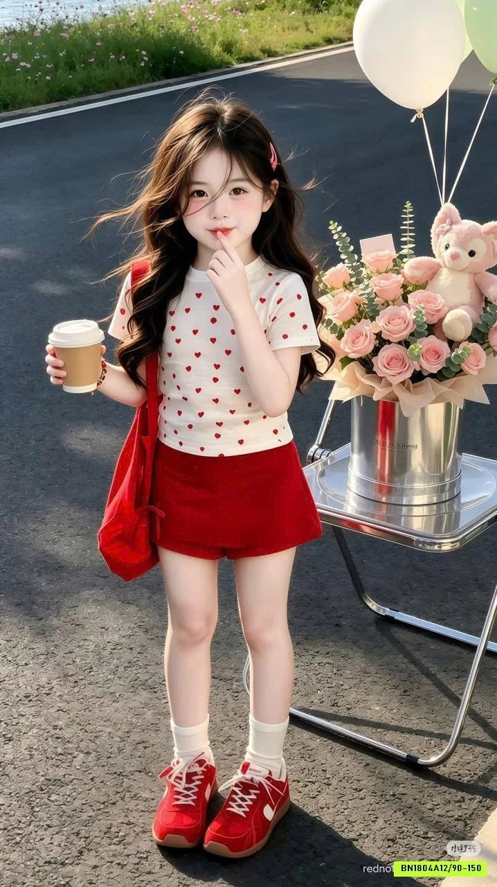 ÁO TRÁI TIM MIX CV JEANS ĐỎ T&QKIDS