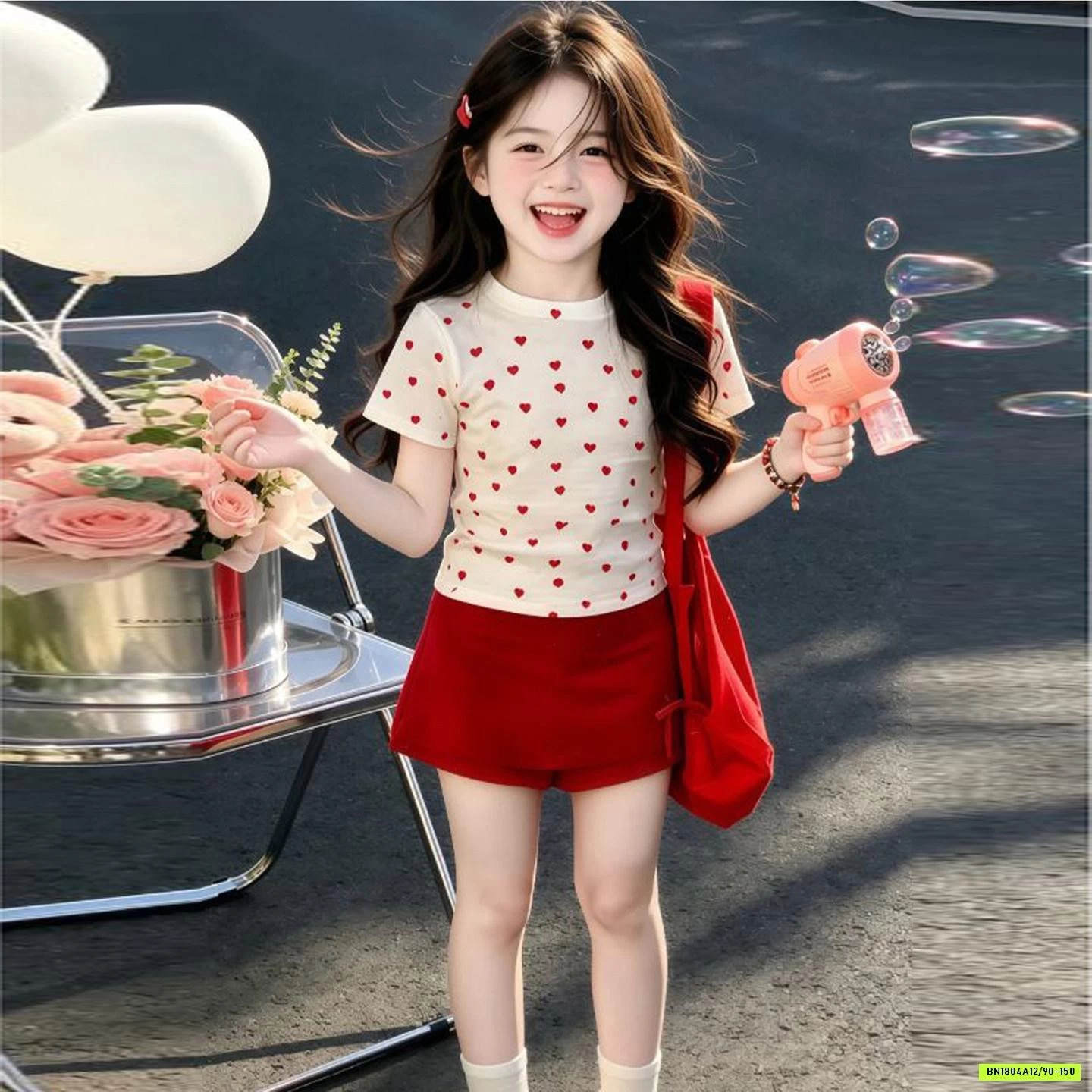 ÁO TRÁI TIM MIX CV JEANS ĐỎ T&QKIDS