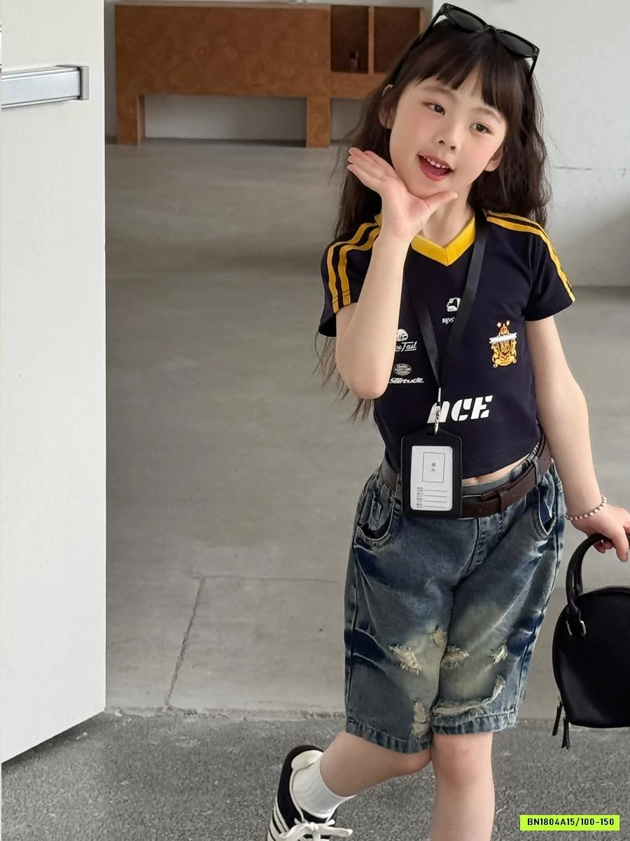 ÁO THỂ THAO CROPTOP MIX SHORT JEANS YUKIDS