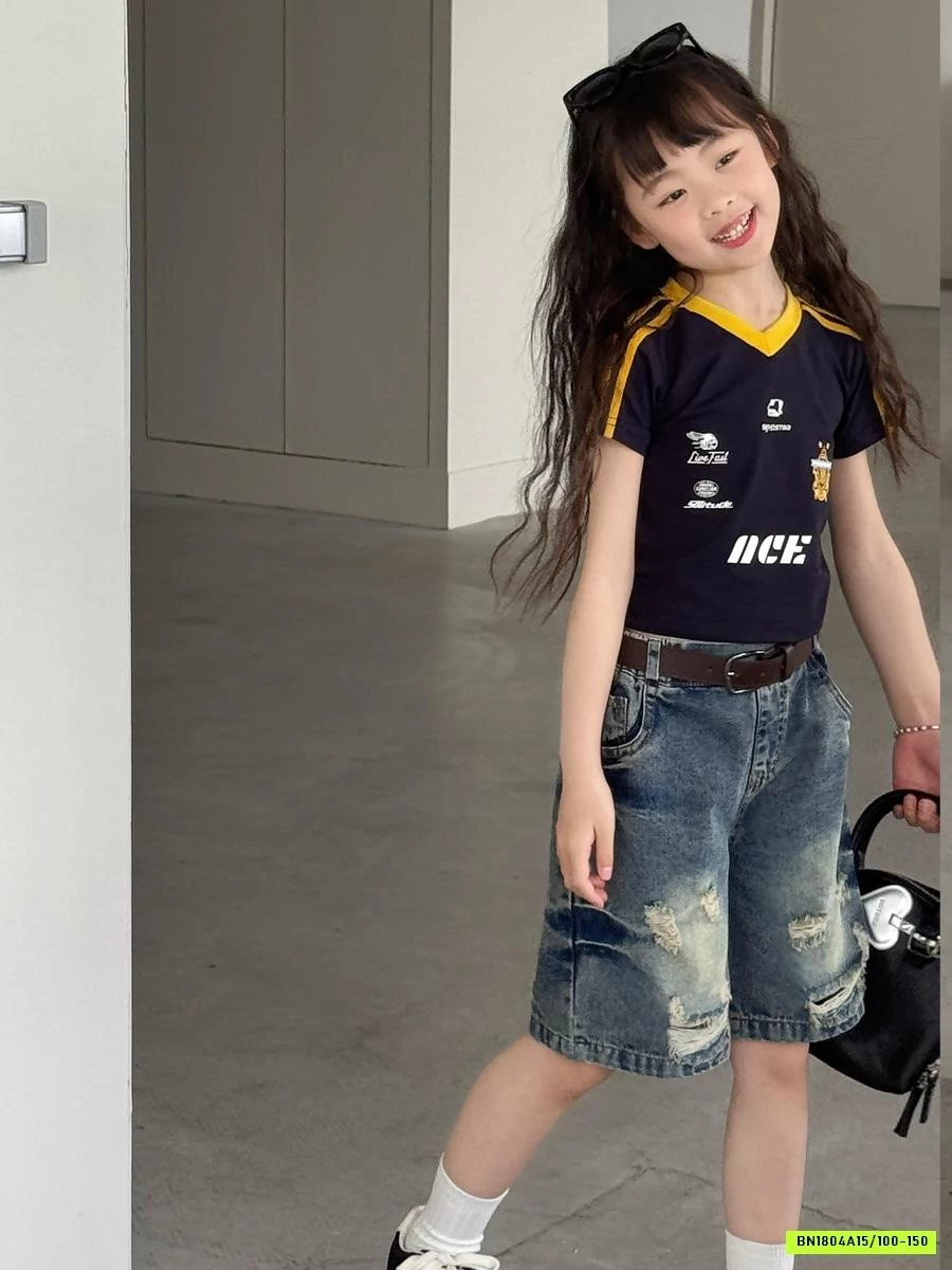 ÁO THỂ THAO CROPTOP MIX SHORT JEANS YUKIDS