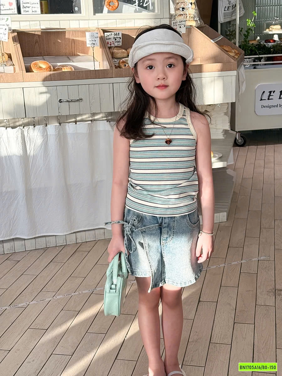 ÁO 3 LỖ MIX QUẦN JEANS GIẢ VÁY