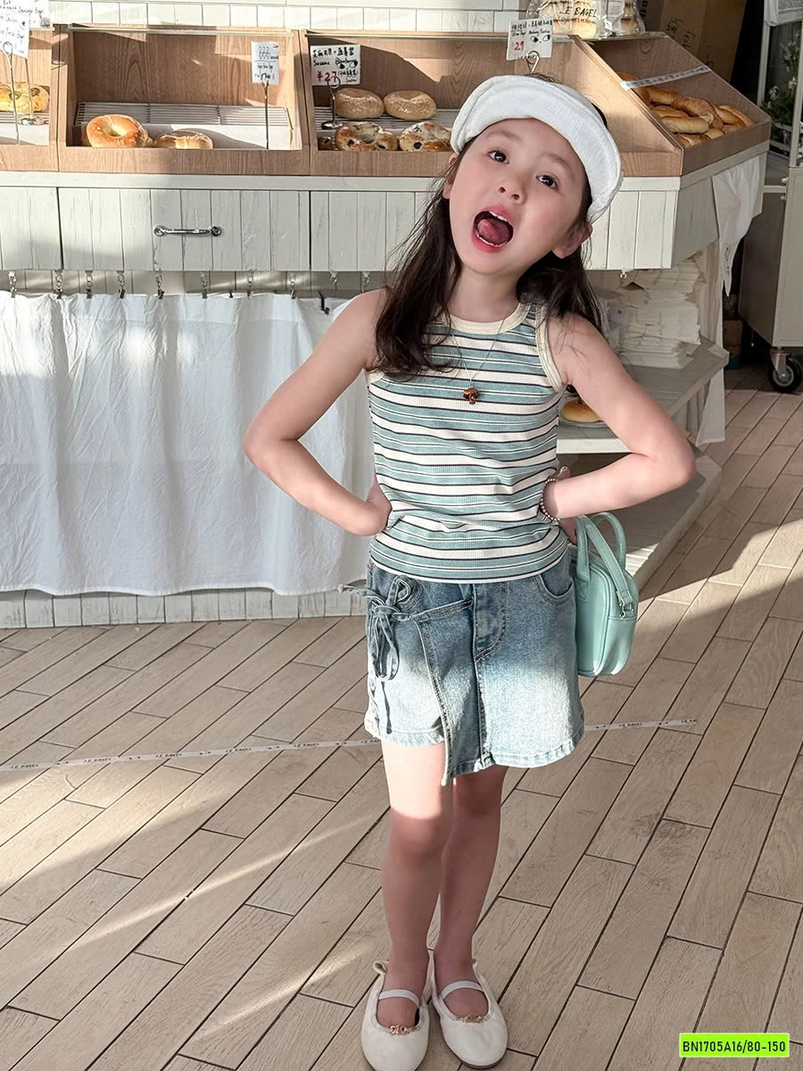 ÁO 3 LỖ MIX QUẦN JEANS GIẢ VÁY