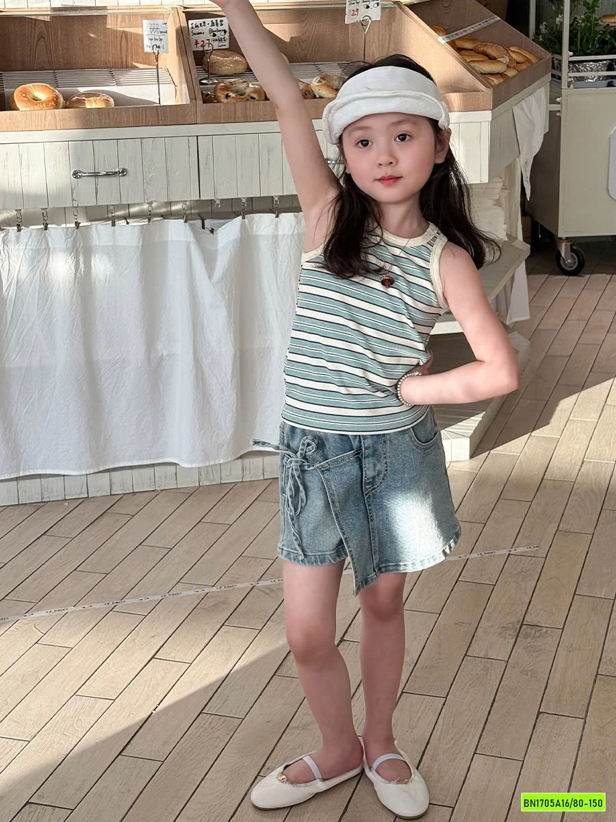 ÁO 3 LỖ MIX QUẦN JEANS GIẢ VÁY