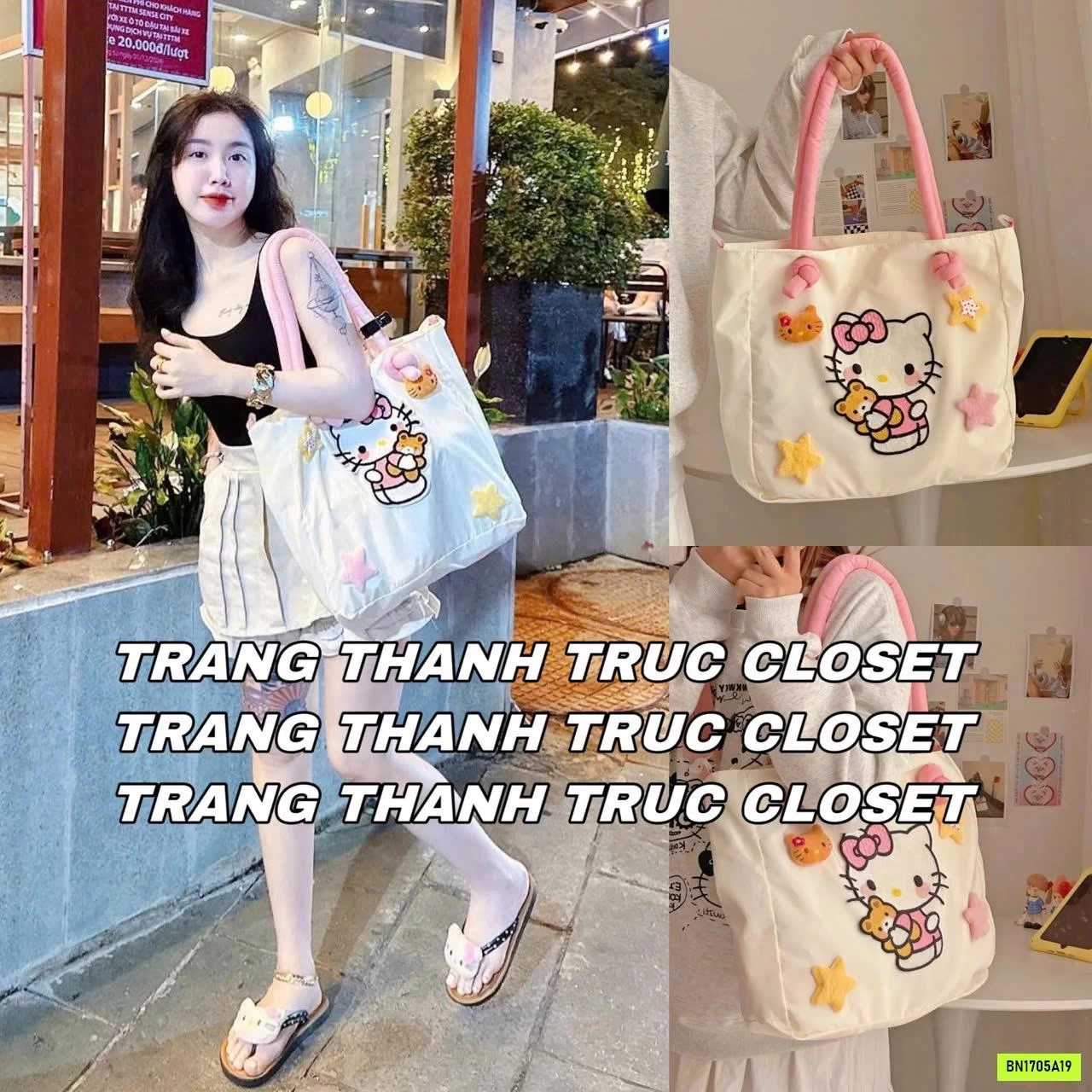 TÚI TOTE ĐEO VAI KITTY DỄ THƯƠNG