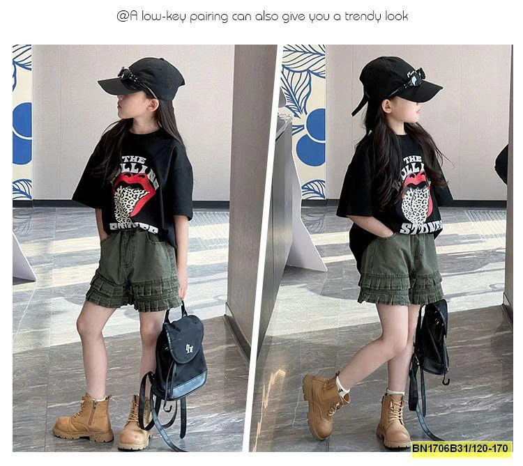 ÁO THUN ĐEN CÁ TÍNH MIX SHORT JEAN