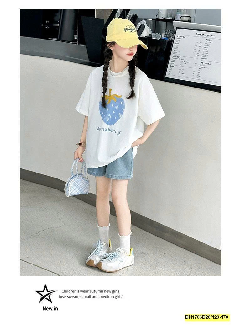 SÉT ÁO THUN DÂU TÂY MIX SHORT JEAN