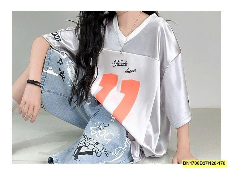 SÉT ÁO THUN BẠC SỐ 11 MIX QUẦN JEAN IN HÌNH