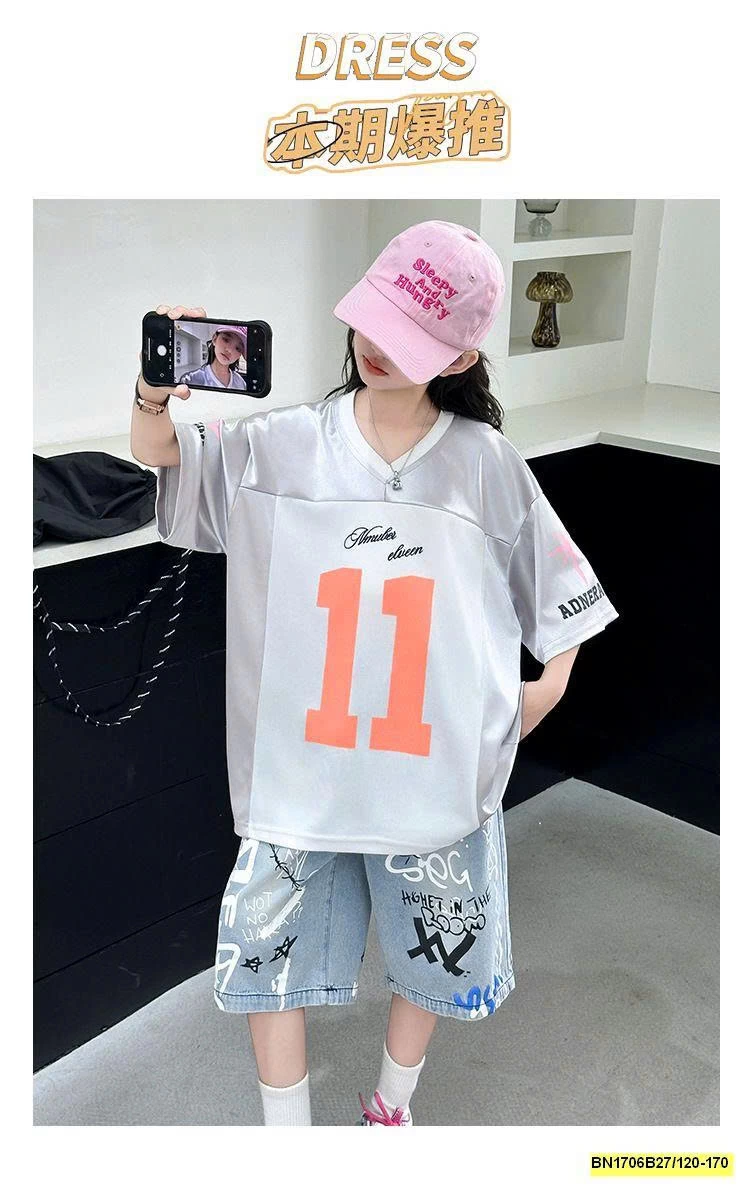 SÉT ÁO THUN BẠC SỐ 11 MIX QUẦN JEAN IN HÌNH