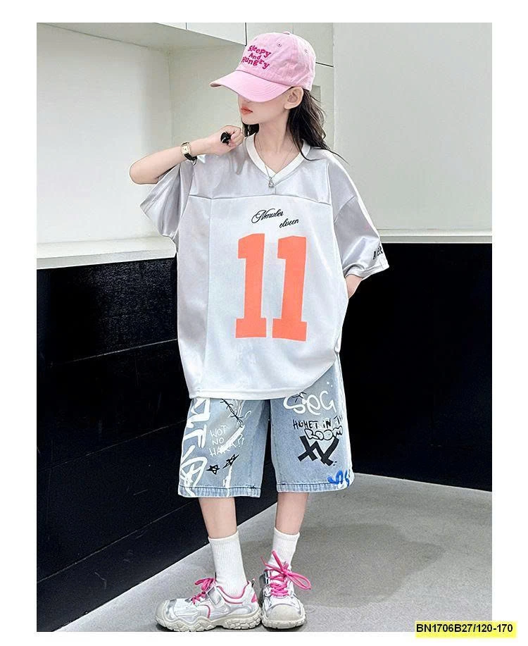 SÉT ÁO THUN BẠC SỐ 11 MIX QUẦN JEAN IN HÌNH