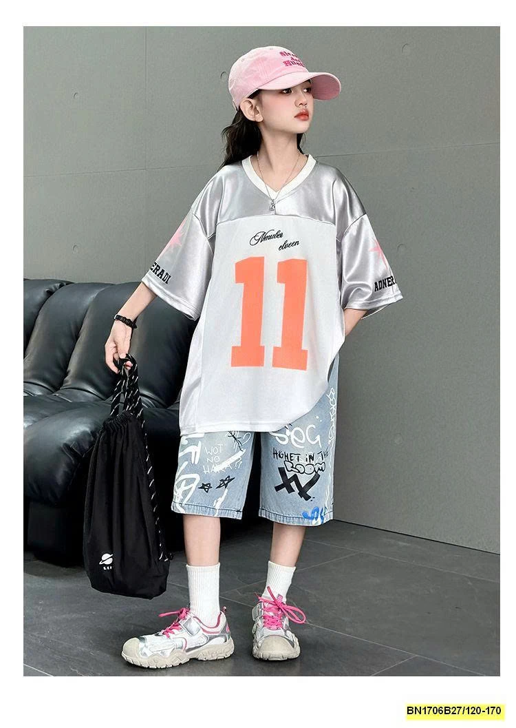 SÉT ÁO THUN BẠC SỐ 11 MIX QUẦN JEAN IN HÌNH