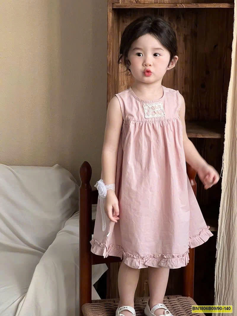 Váy xinh chữ A tone hồng cho bé