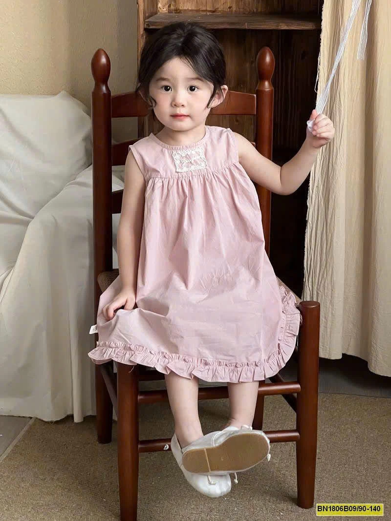 Váy xinh chữ A tone hồng cho bé