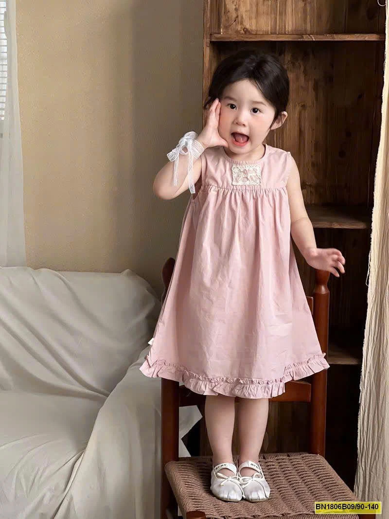 Váy xinh chữ A tone hồng cho bé