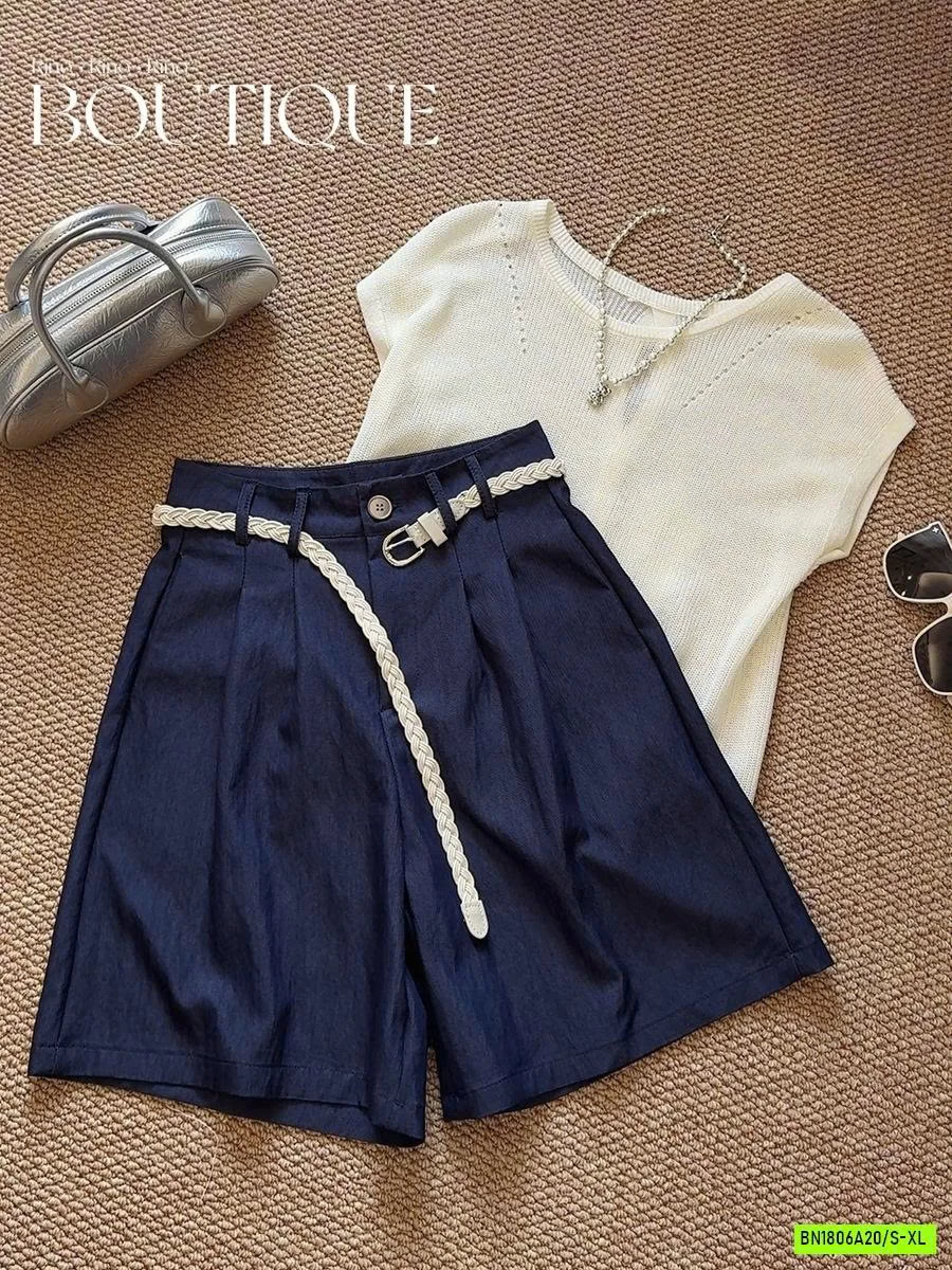 SHORT LỬNG DENIM KÈM ĐAI