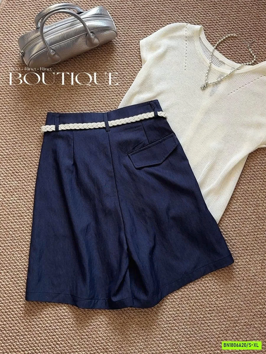 SHORT LỬNG DENIM KÈM ĐAI