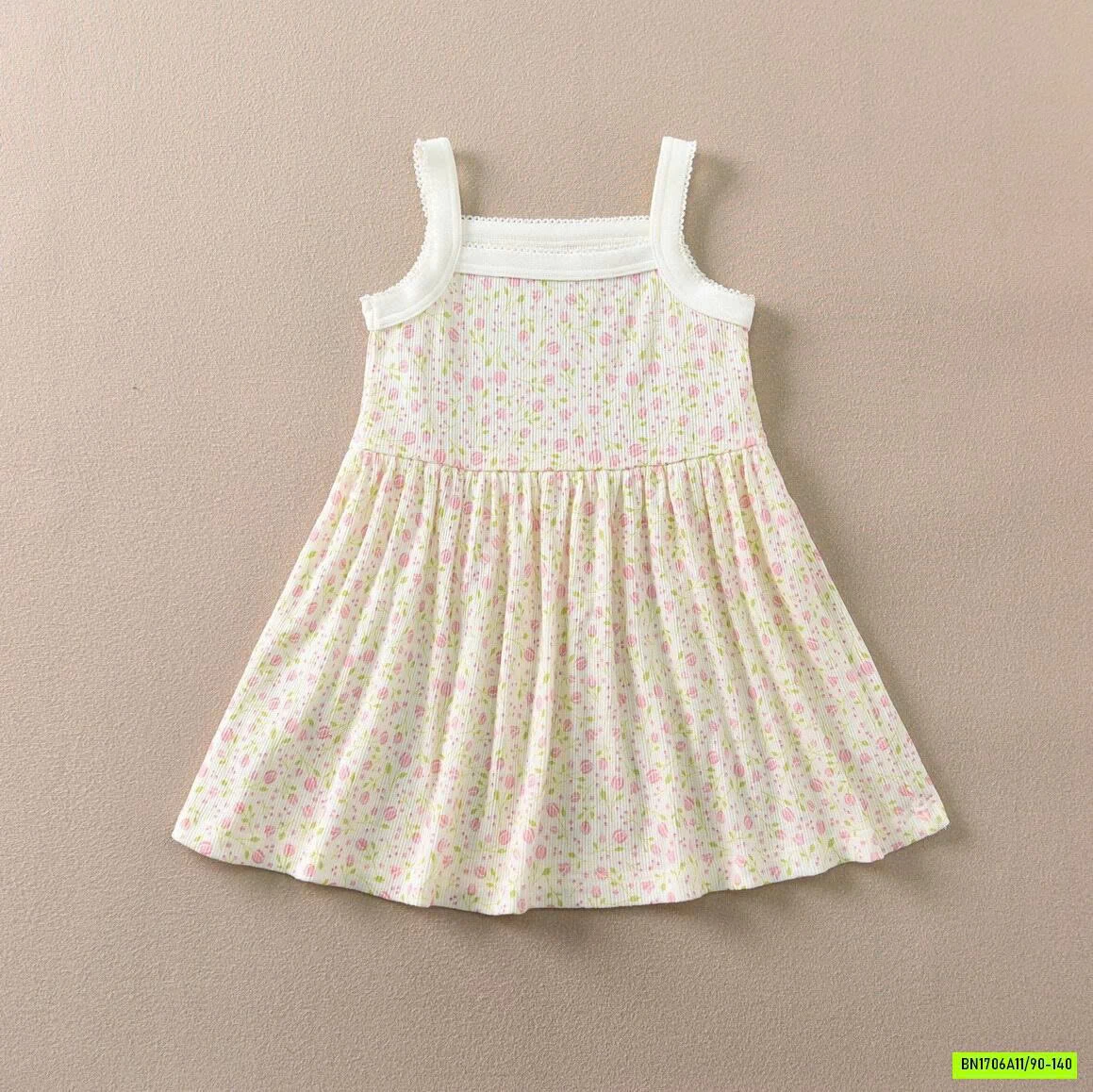 VÁY 2 DÂY COTTON THÔNG HƠI HOA NHÍ