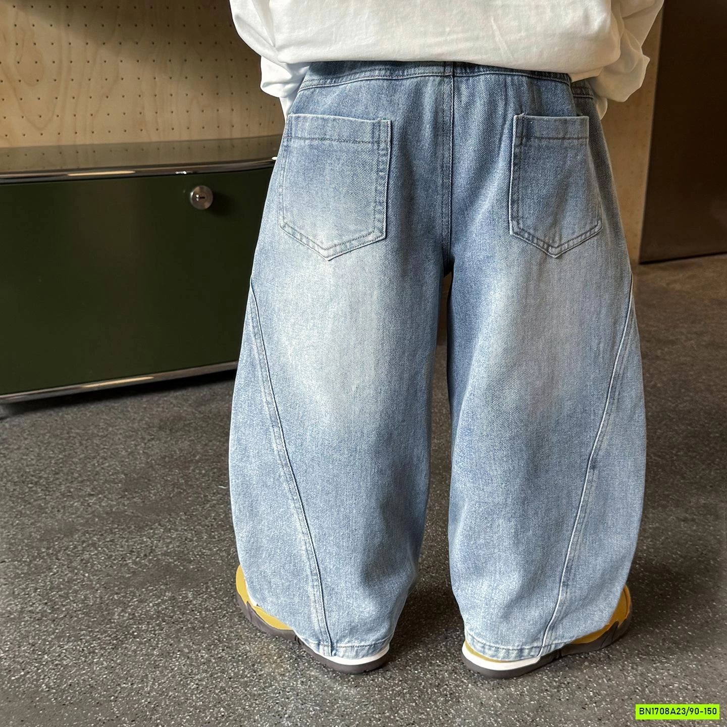 JEANS SUÔNG XANH BẠC GỐI AOAOKIDS