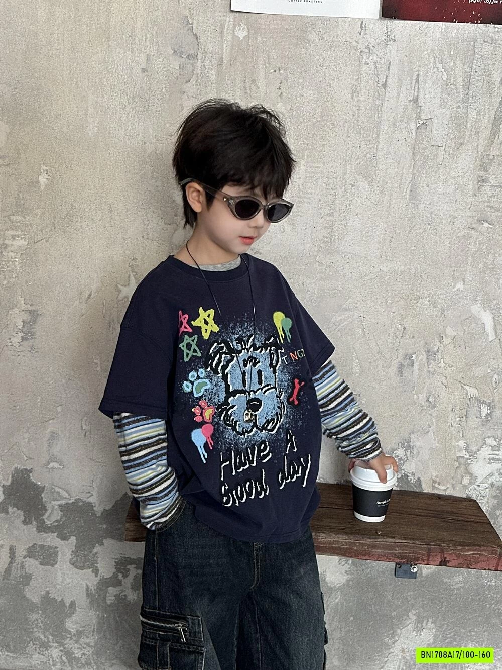 ÁO 2 LỚP TAY KẺ MIX JEANS TÚI HỘP AFTE