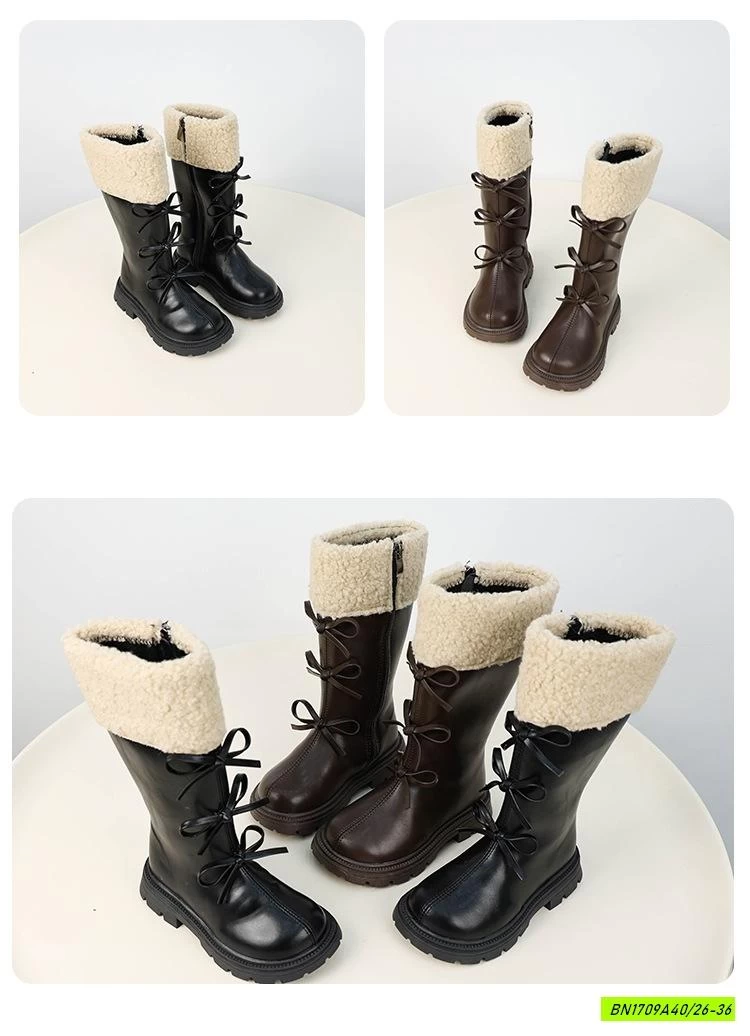 BOOT NGANG GỐI GẮN NƠ CỔ PHỐI LÔNG