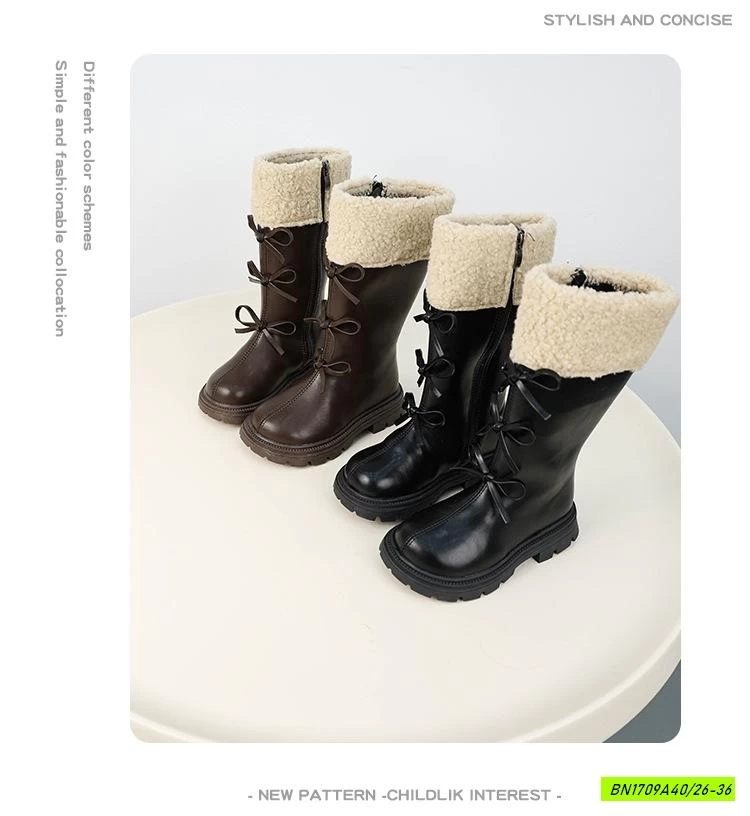 BOOT NGANG GỐI GẮN NƠ CỔ PHỐI LÔNG