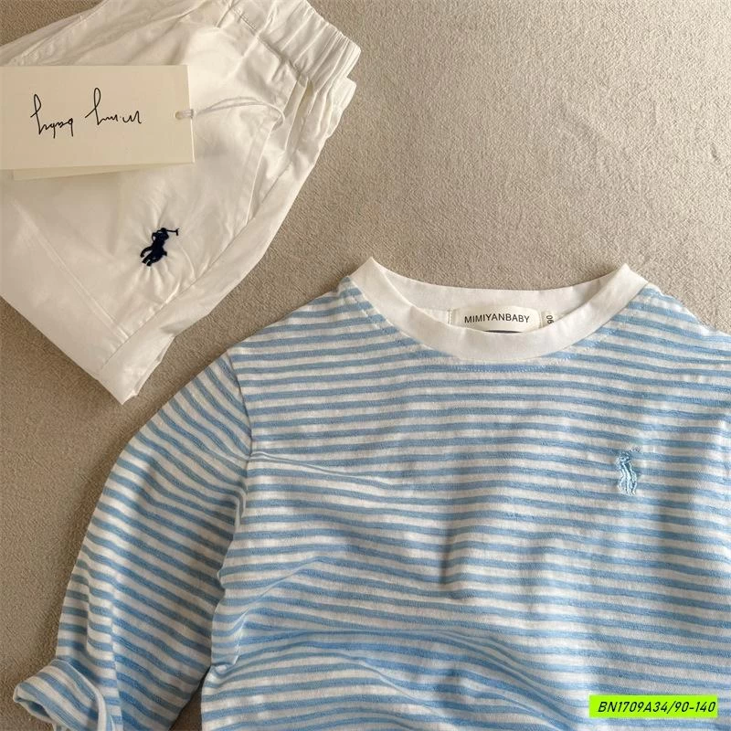 ÁO THUN GIẤY KẺ XANH MMY