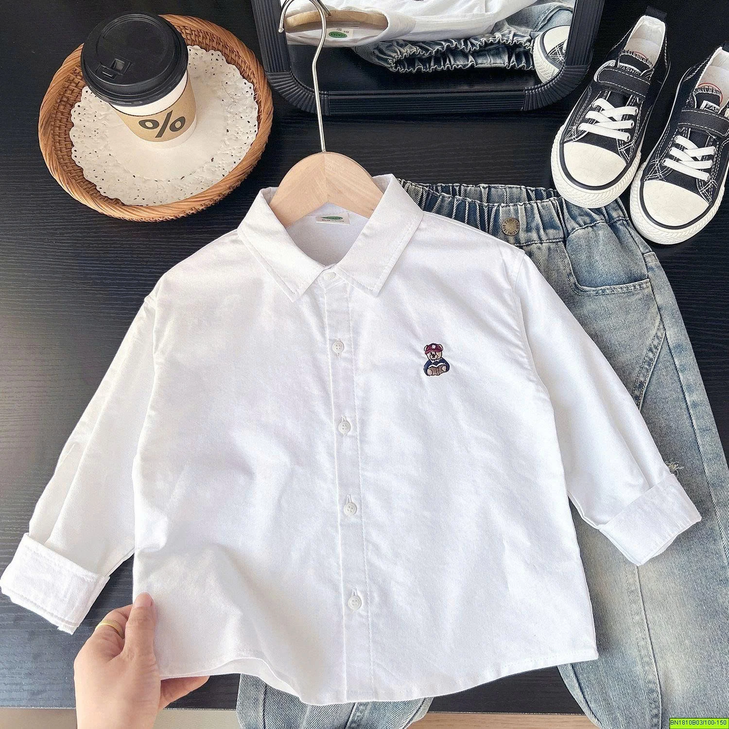ÁO SƠ MI DÀI TAY THÊU GẤU KACADY