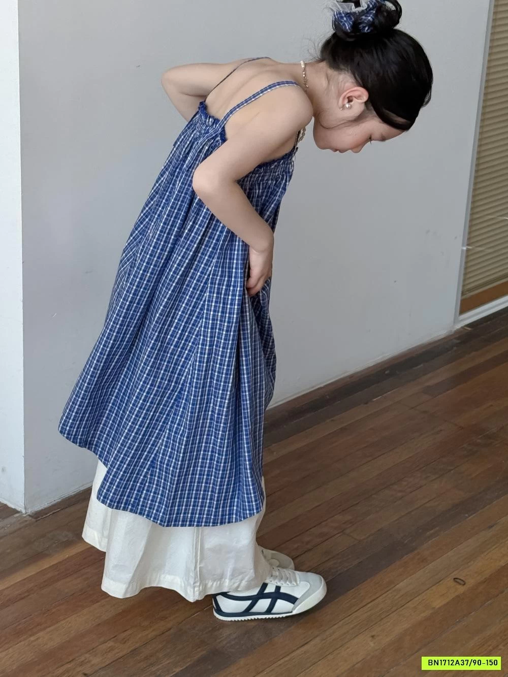 ĐẦM MAXI 2 DÂY CARO XANH KUMAI