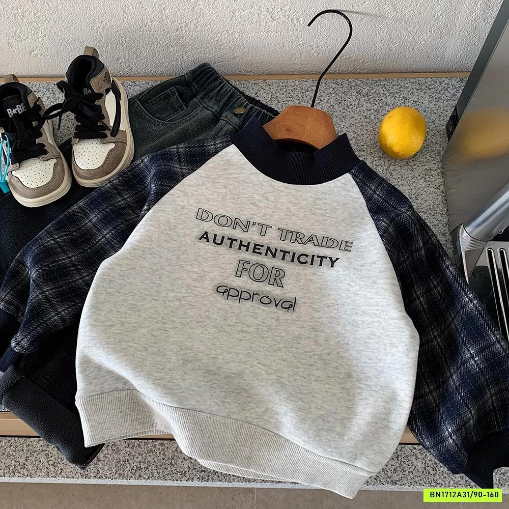 ÁO NỈ PHỐI TAY CARO LÓT LÔNG CỪU MUYE