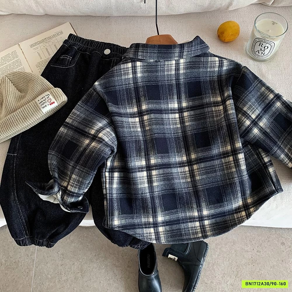 KHOÁC NỈ CARO LÓT LÔNG GIẢ SƠ MI MUYE