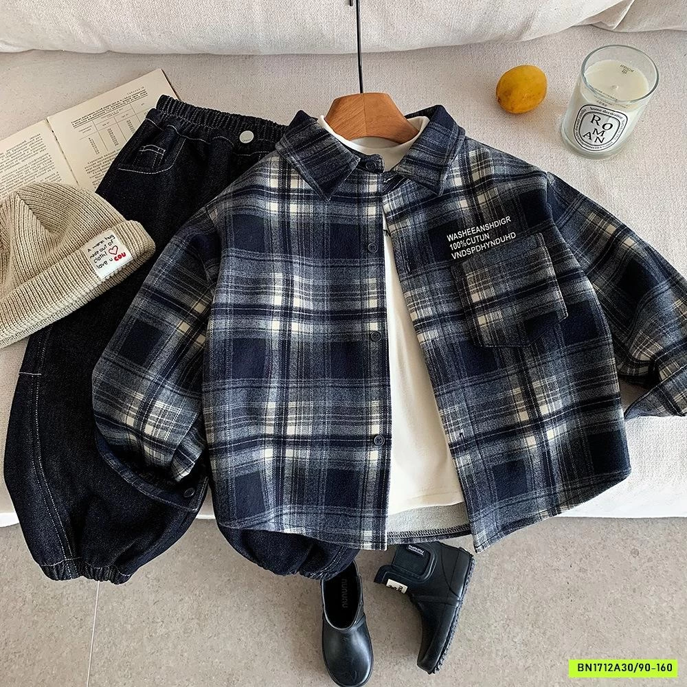 KHOÁC NỈ CARO LÓT LÔNG GIẢ SƠ MI MUYE