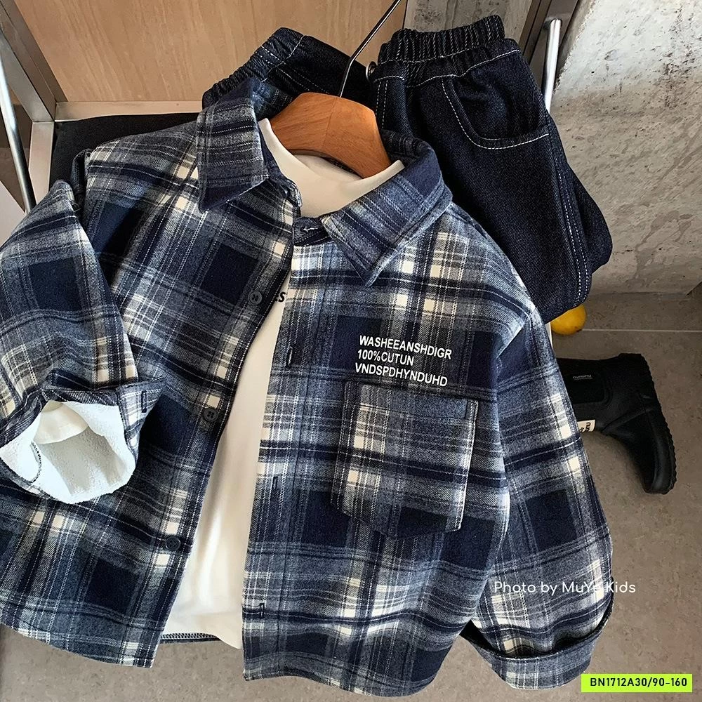 KHOÁC NỈ CARO LÓT LÔNG GIẢ SƠ MI MUYE