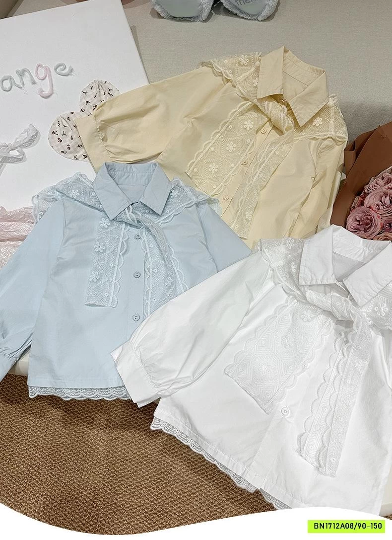 SƠ MI TRƠN MÀU KÈM CHOÀNG REN