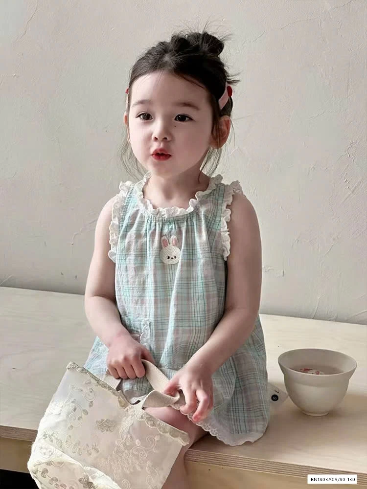 ĐẦM SUÔNG CARO XANH VIỀN BÈO