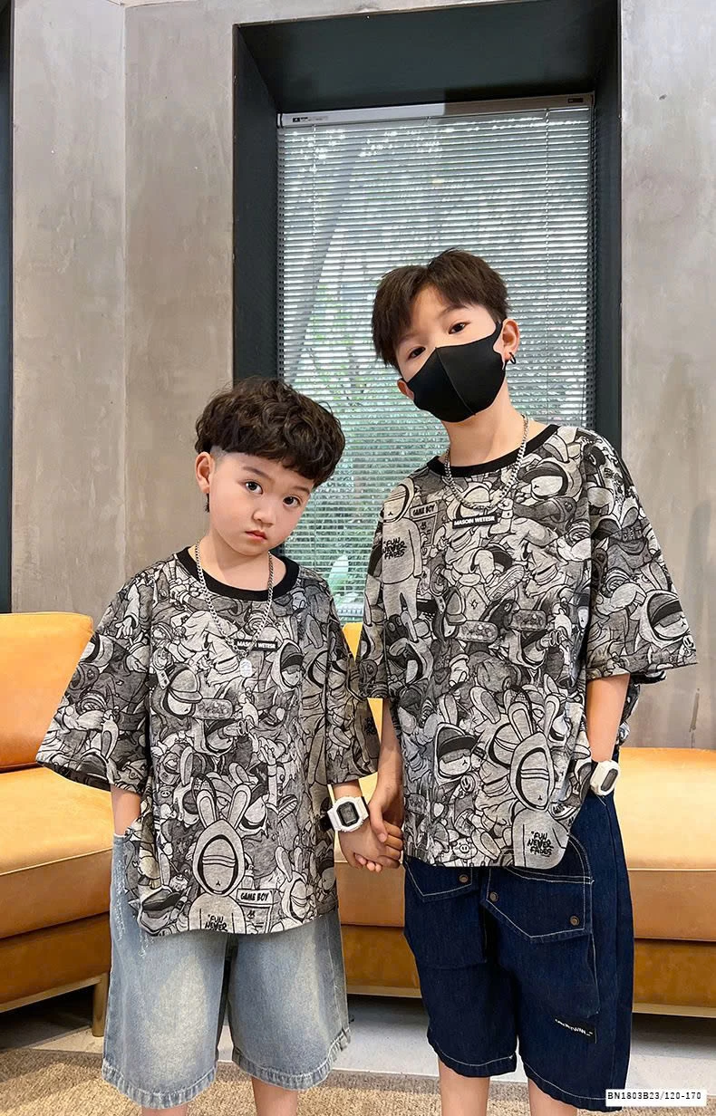 ÁO THUN HỌA TIẾT  TRẮNG ĐEN SIZE ĐẠI