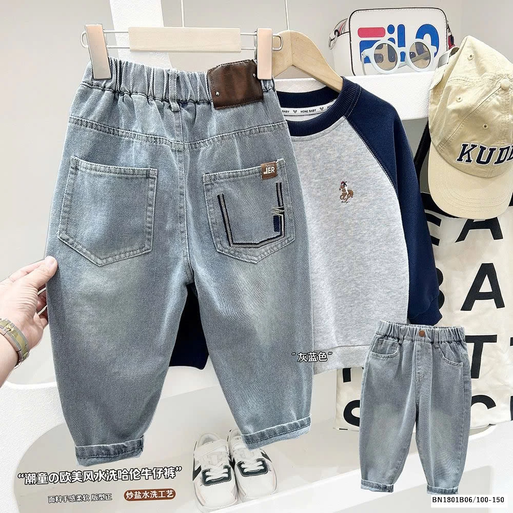 QUẦN JEAN DÀI THÊU TÚI BẠC MÀU