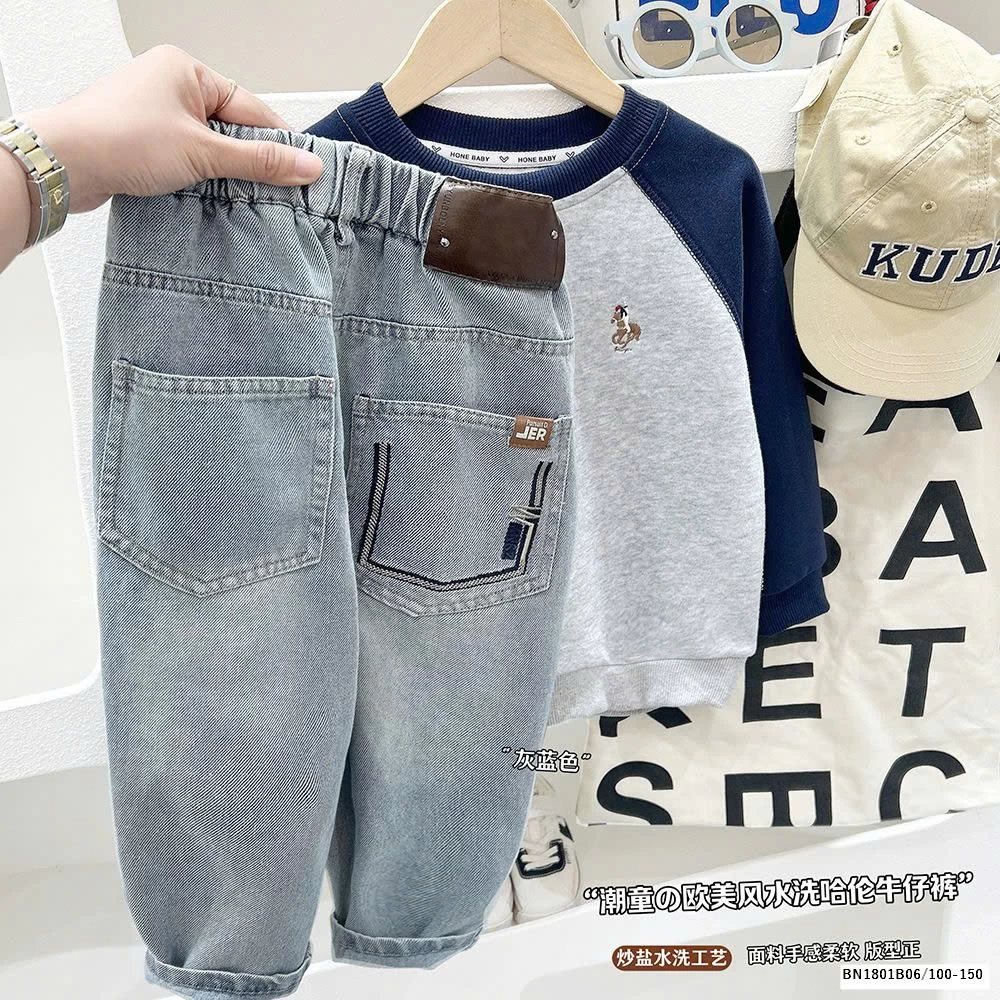 QUẦN JEAN DÀI THÊU TÚI BẠC MÀU