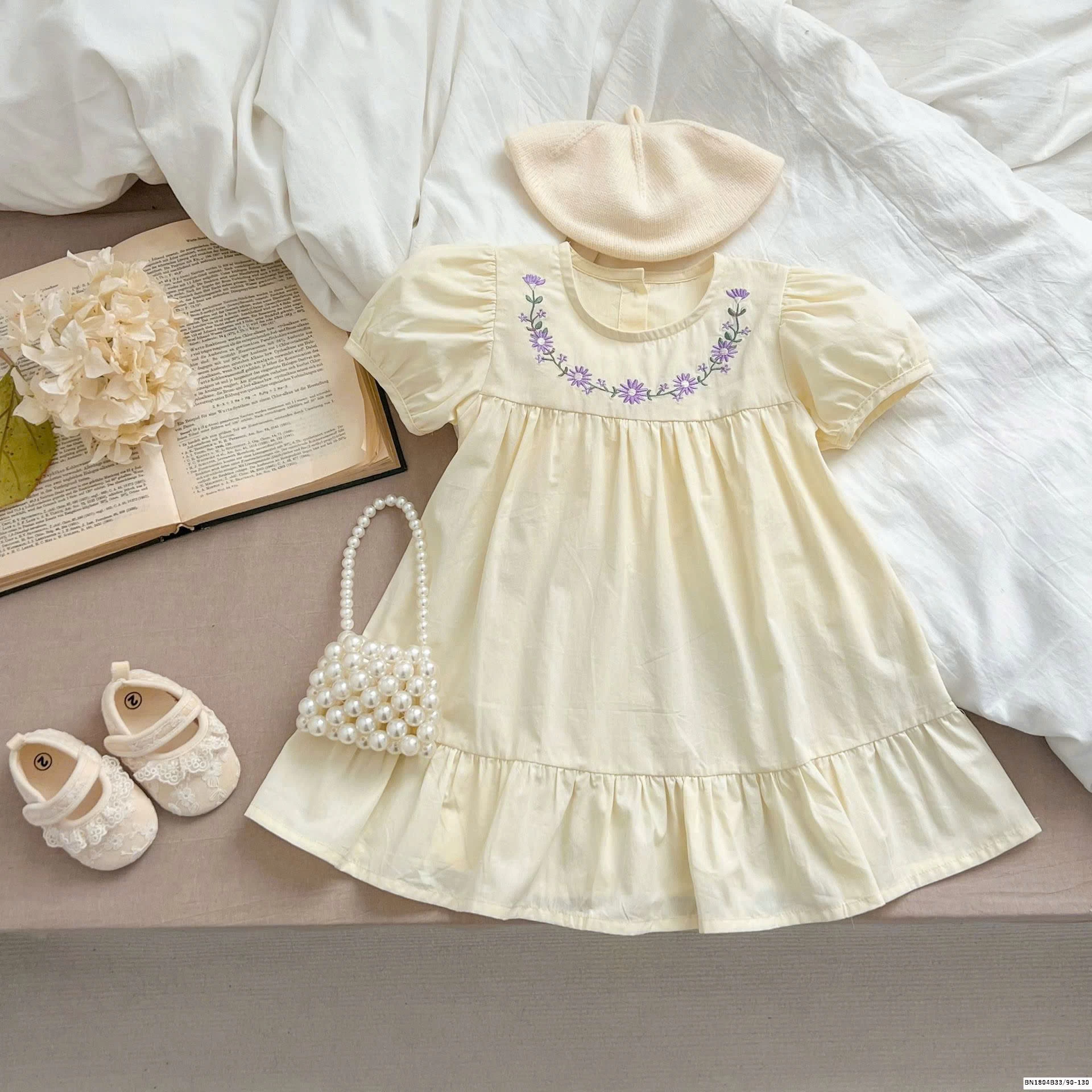 VÁY BABYDOLL CỔ HOA CHO BÉ