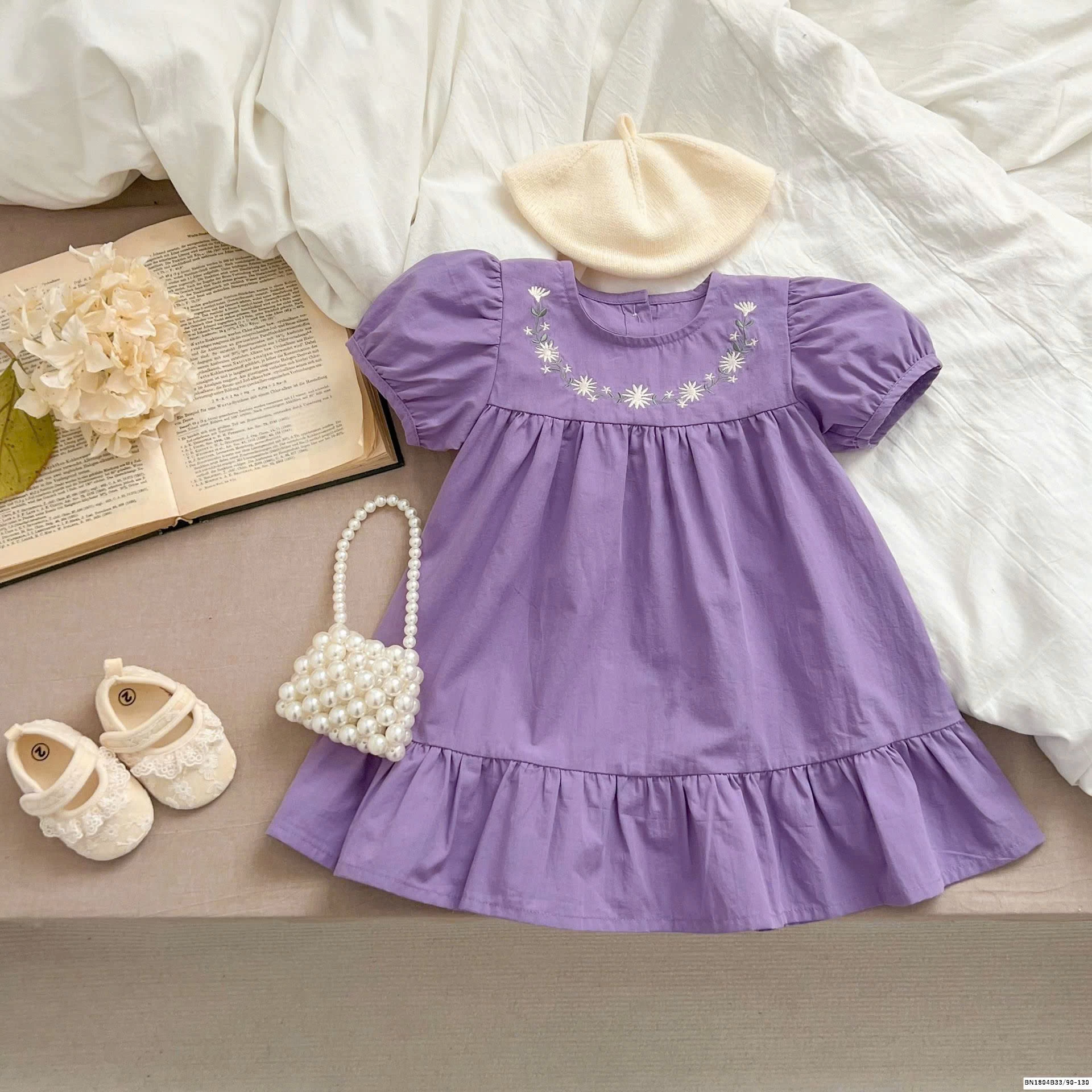 VÁY BABYDOLL CỔ HOA CHO BÉ