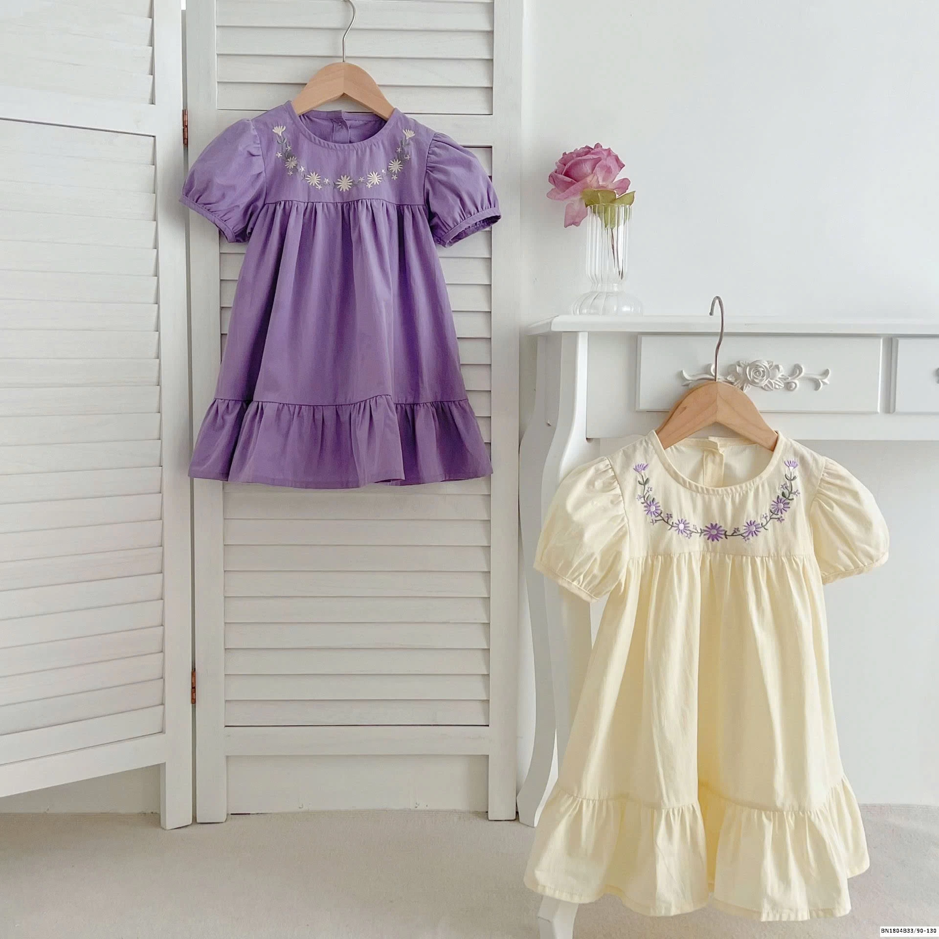 VÁY BABYDOLL CỔ HOA CHO BÉ