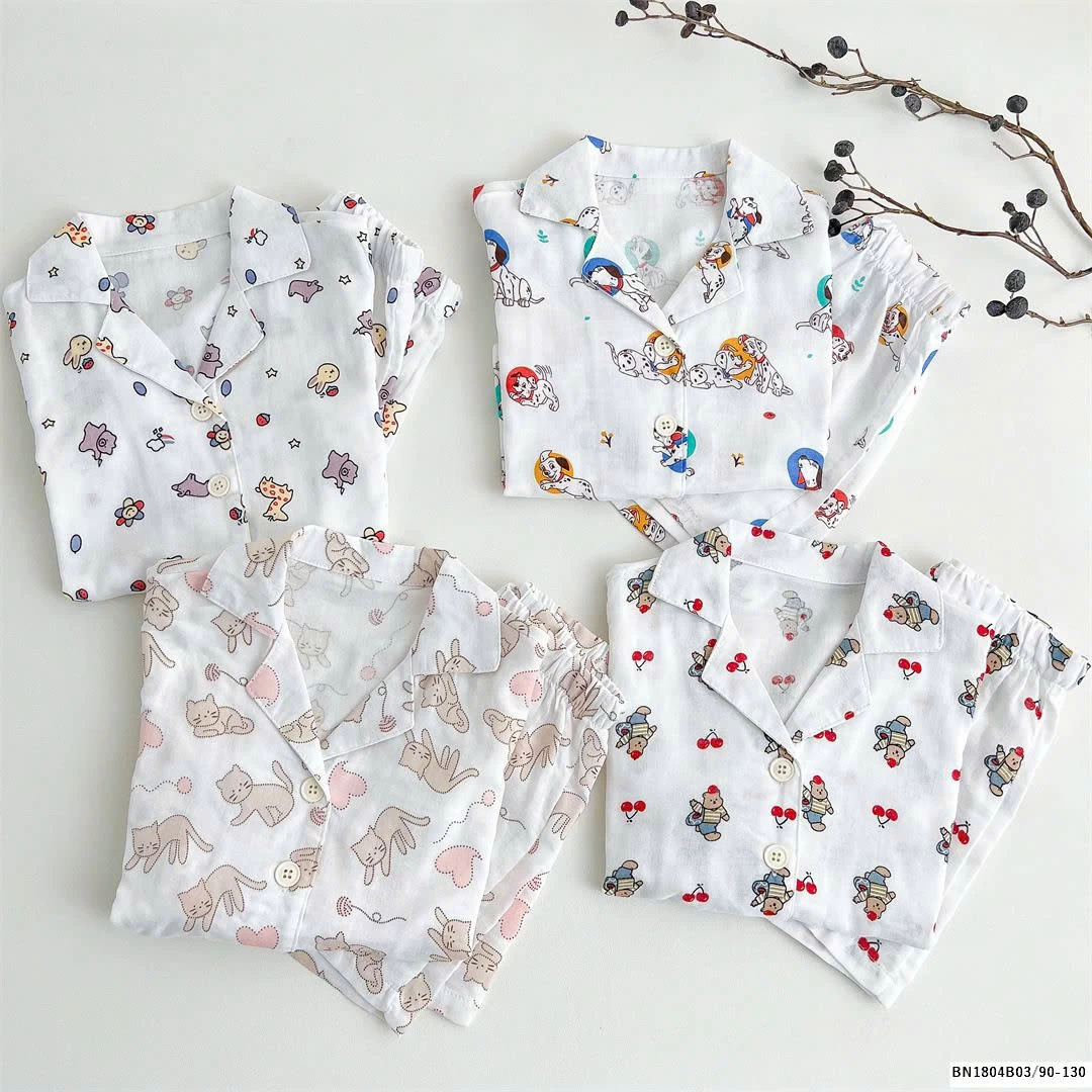 BỘ PIZAMA CỘC TAY MẸ BÉ
