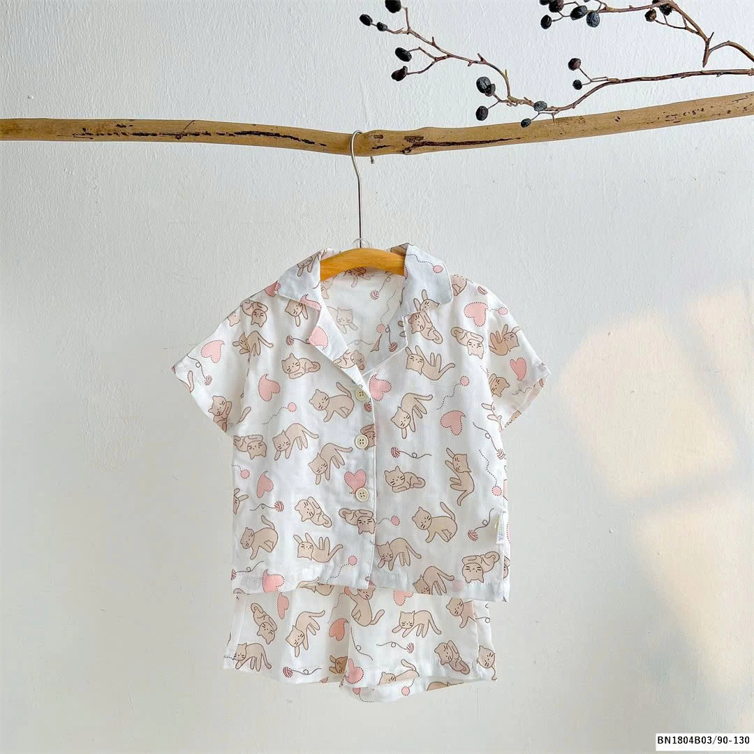 BỘ PIZAMA CỘC TAY MẸ BÉ