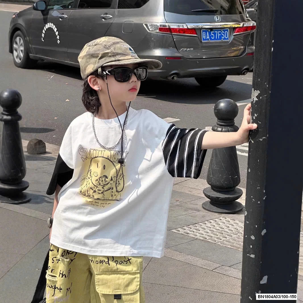 ÁO PHỐI MÀU TAY MIX SHORT VÀNG