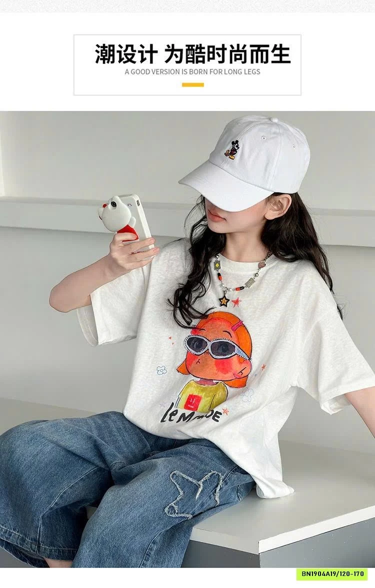 ÁO THUN CÔ GÁI MIX JEANS LỠ