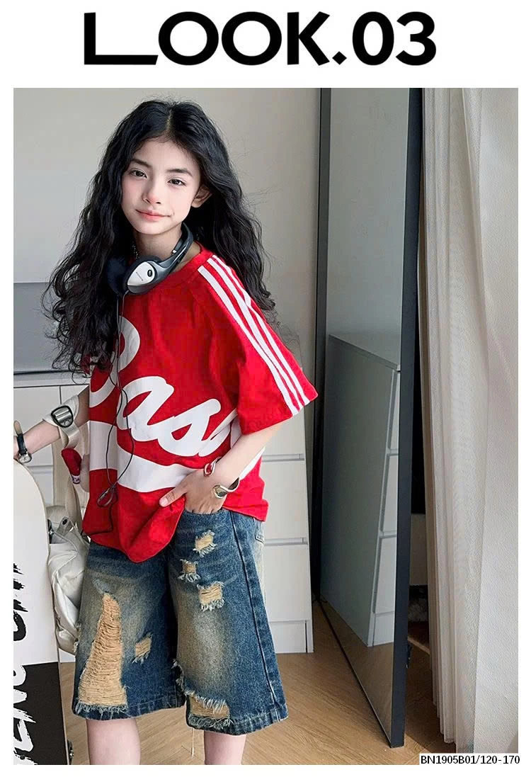 ÁO PHÔNG CHỮ PHỐI SHORT JEAN