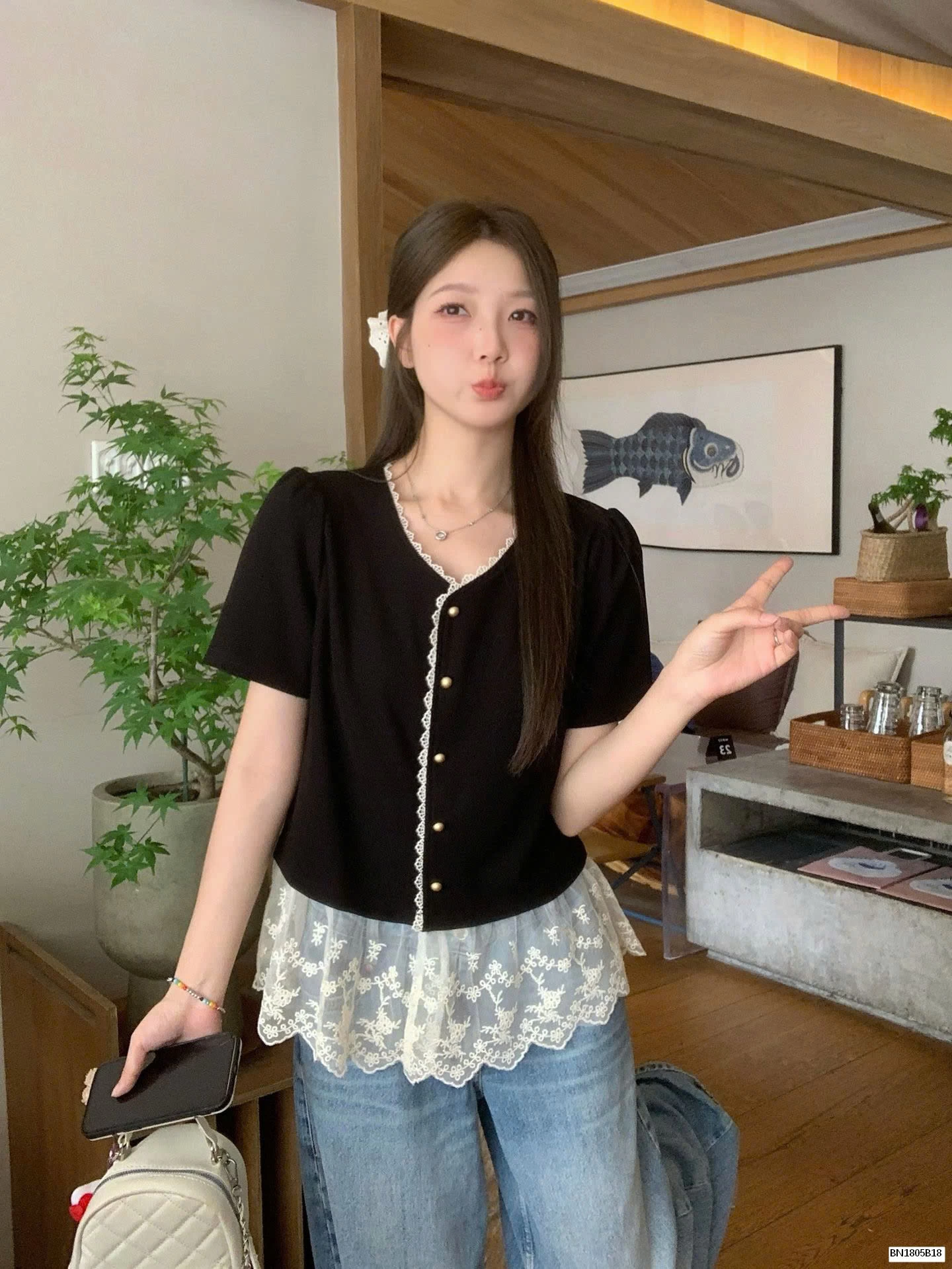 ÁO SƠ MI MIX REN TIỂU THƯ