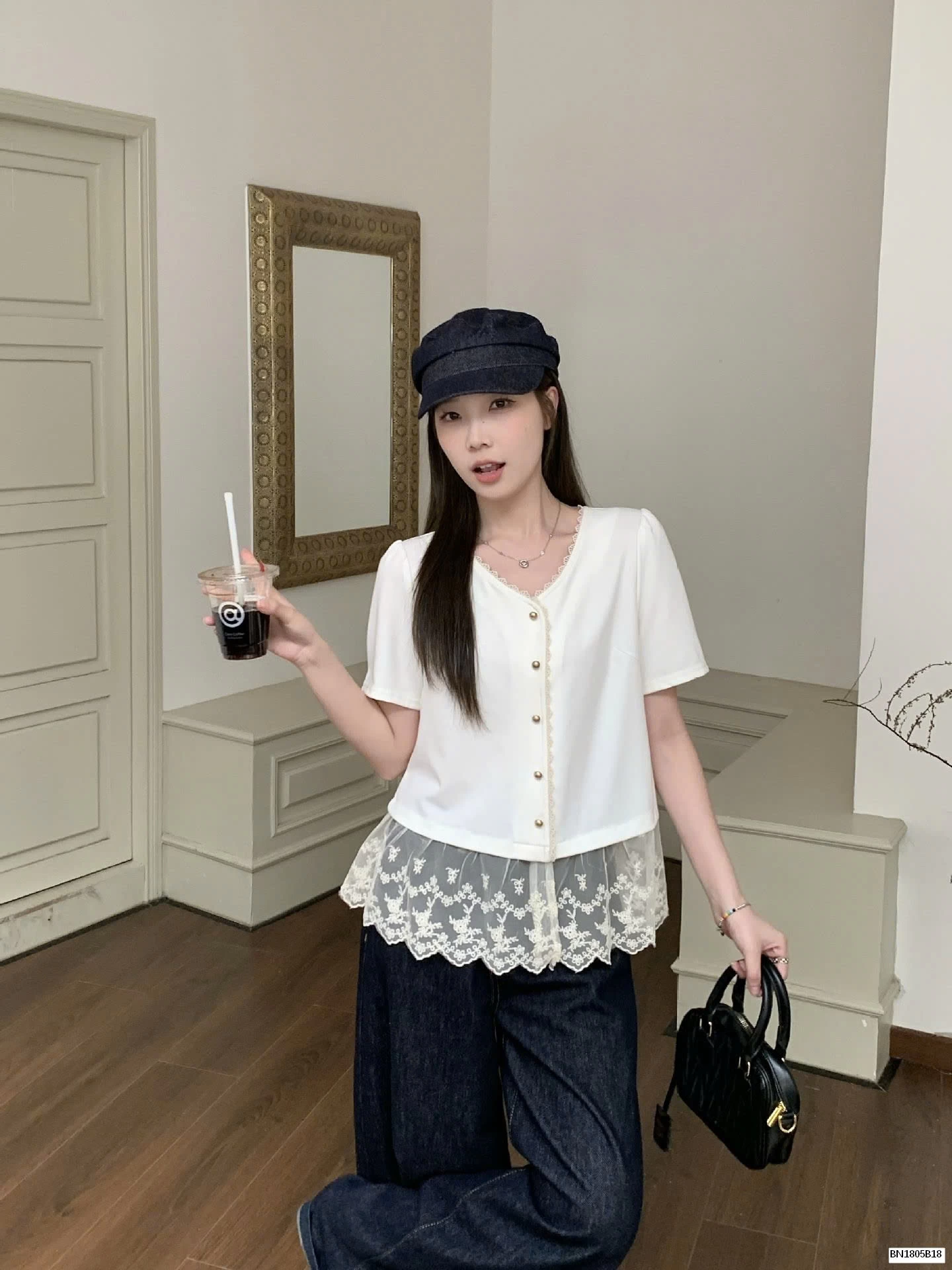 ÁO SƠ MI MIX REN TIỂU THƯ