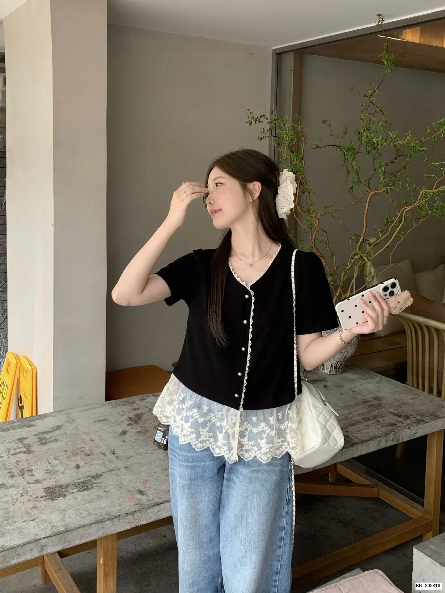 ÁO SƠ MI MIX REN TIỂU THƯ