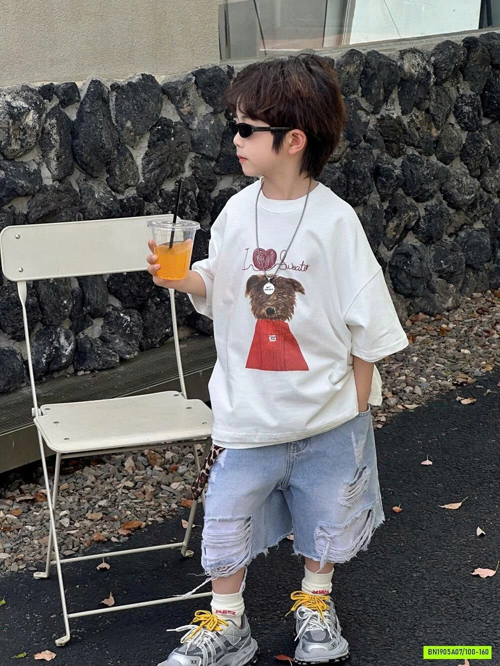 ÁO CÚN MIX SHORT JEANS RÁCH AFTE