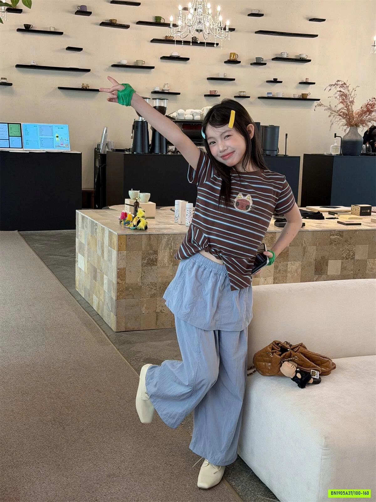ÁO THUN MÈO PHỐI KẺ