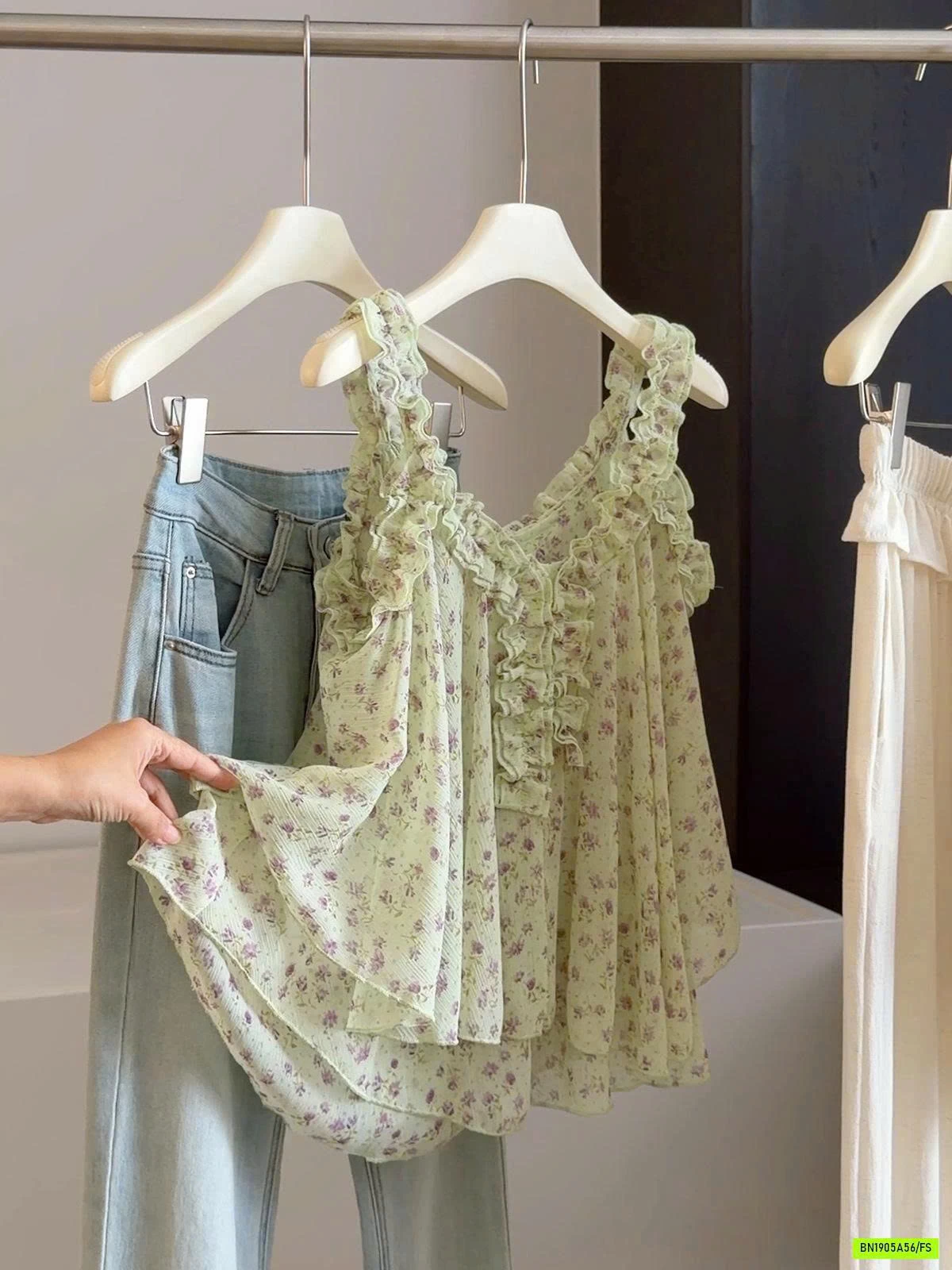 ÁO 2 DÂY VIỀN REN HOA NHÍ ANNA
